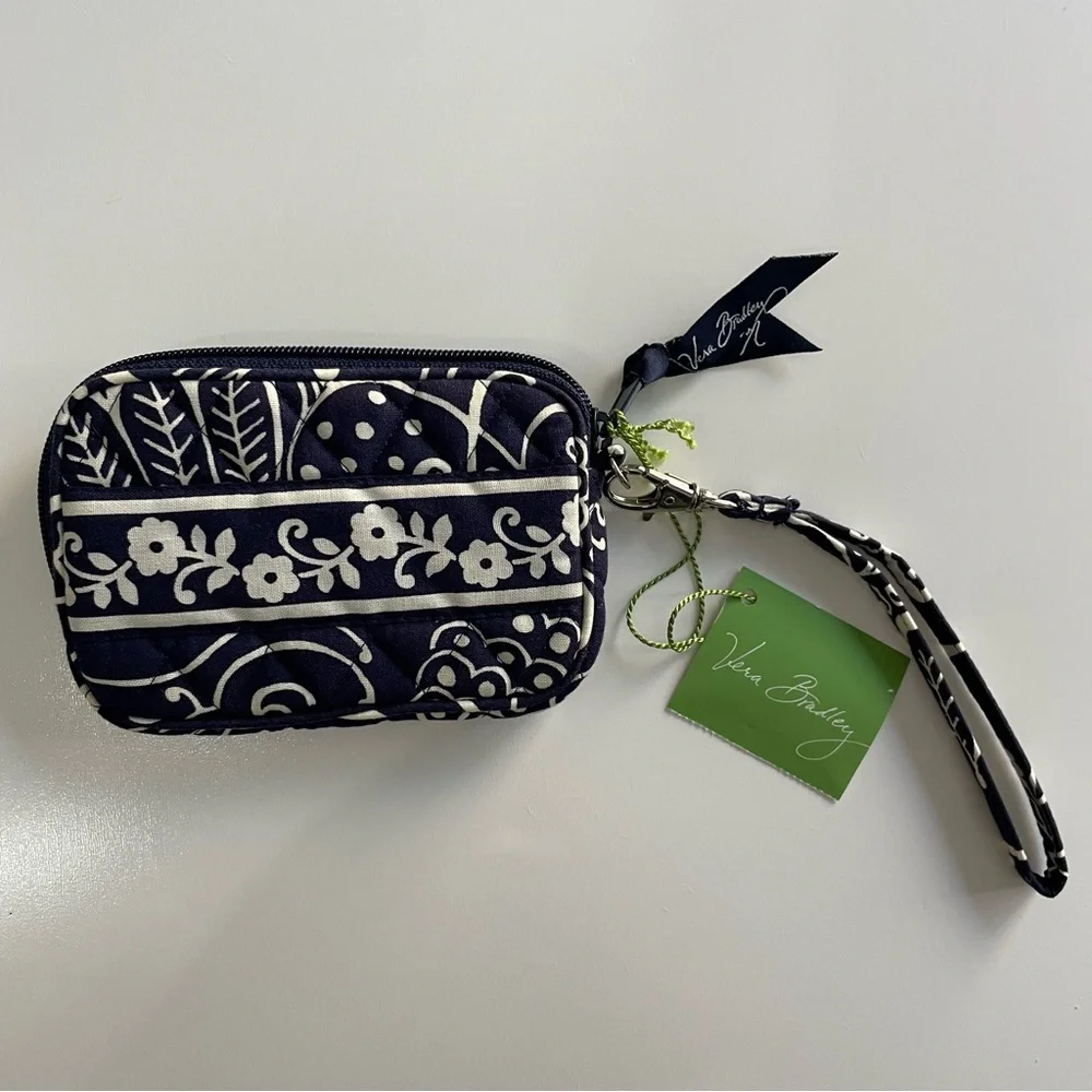 Vera Bradley Quilted Clutch Twirly Birds Navy Wristlet Boho Preppy Cottagecore